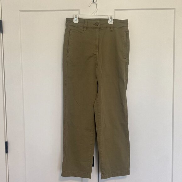 NWT Olive Green Chinos Khaki Straight Leg Pants Women's Size US 8 - Picture 1 of 14